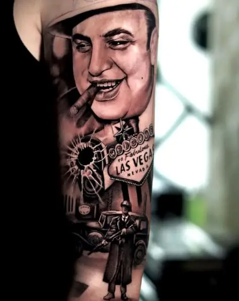 Alphonse Gabriel Capone Full Hand Tattoo