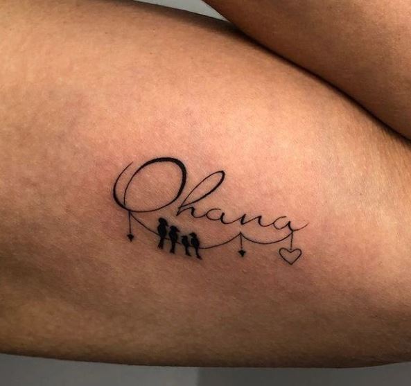 Birds Family and Ohana Lettering Tattoo