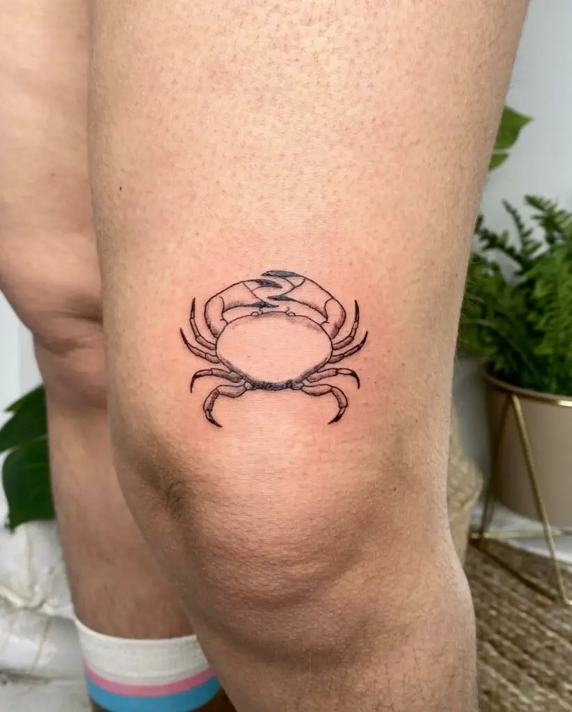 Cancer Crab Knee Tattoo