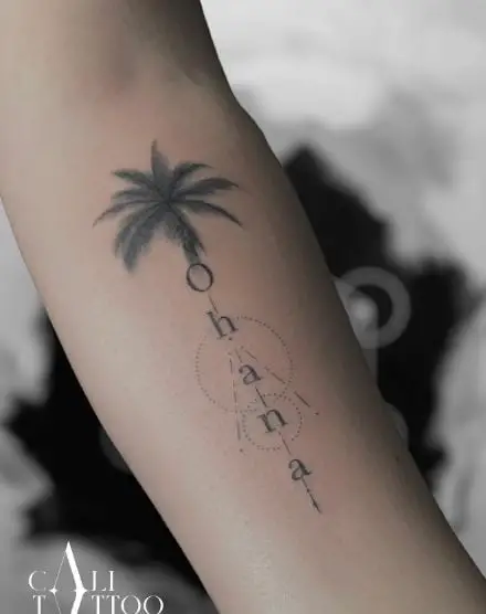 Coconut Tree Ohana Tattoo Piece