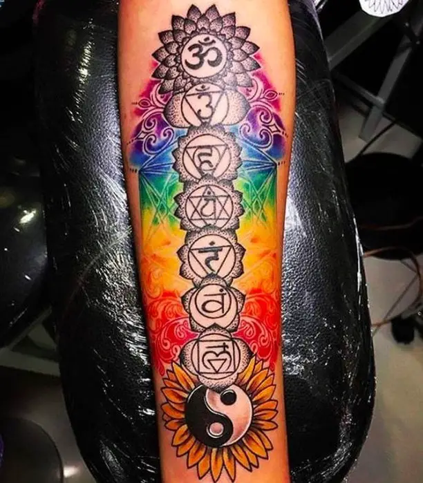 Colorful Seven Buddhaful Tattoo