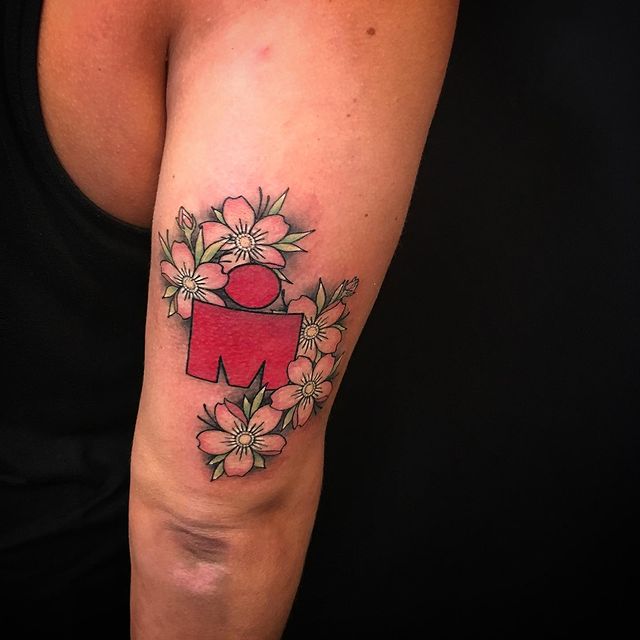 Creative M Dot Flower Tattoo