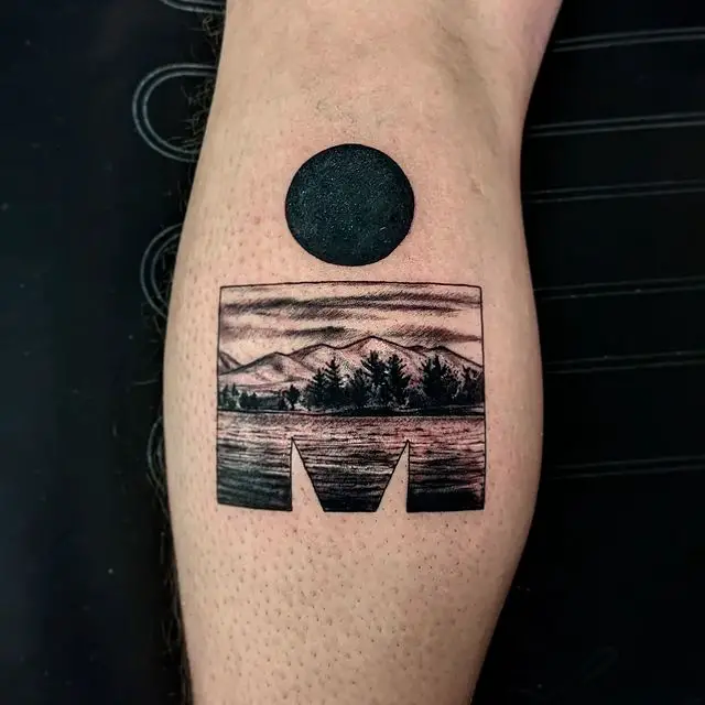 Creative M Dot Landscape Tattoo