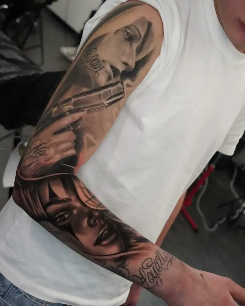 Criminal Chicano Full Sleeve Arm Tattoo