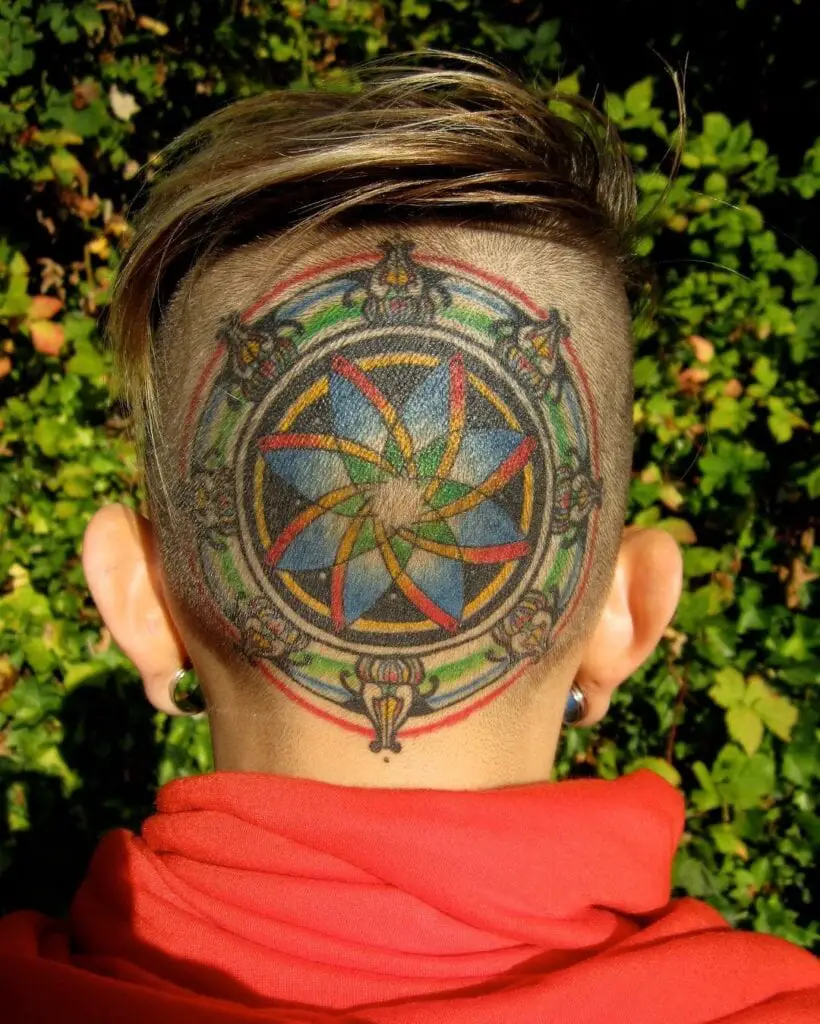 Crown Chakra Back Of Head Tattoo
