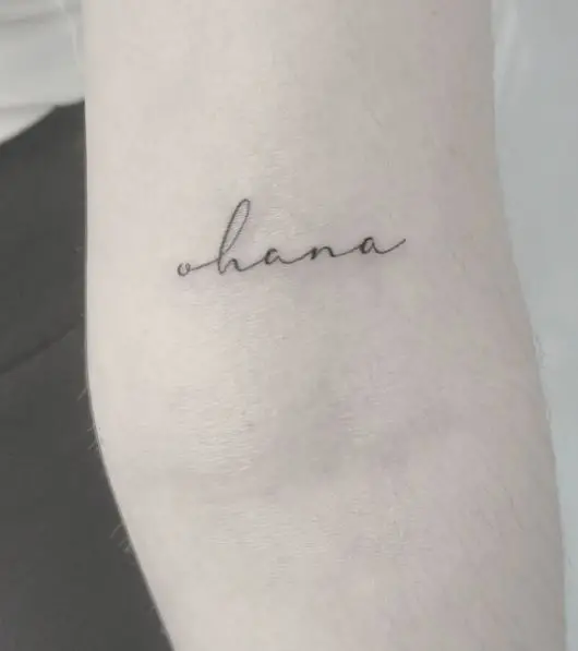Cursive Ohana Text Hand Tattoo