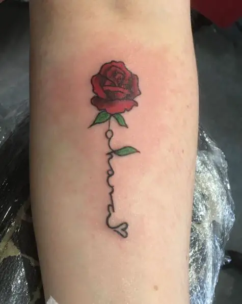 Cute Little Red Rose Ohana Tattoo