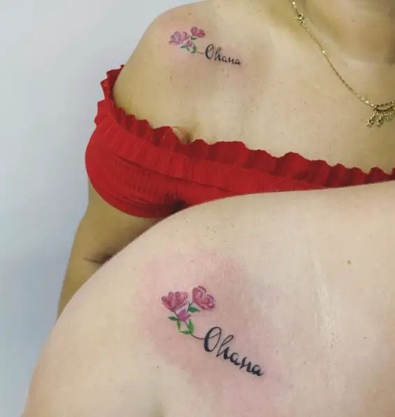 Floral Ohana Shoulder Tattoo Piece