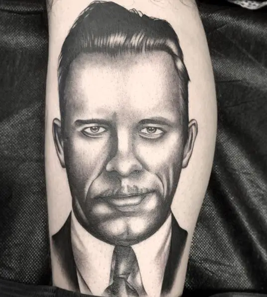 Greyscale John Dillinger Portrait Tattoo
