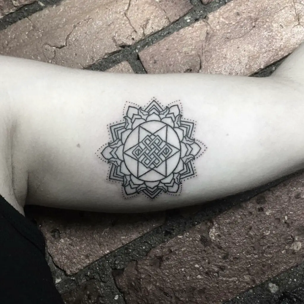 Heart Chakra Mandala With Srivatsa Tattoo