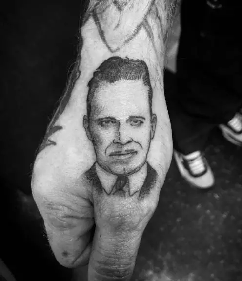 John Dillinger Hand Tattoo Piece