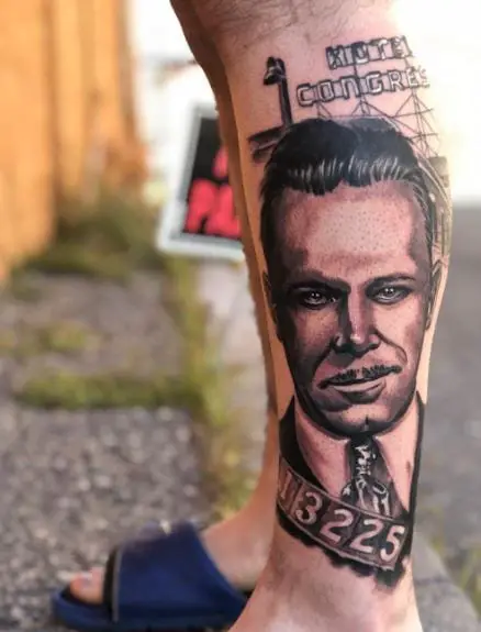 John Dillinger Leg Tattoo Piece