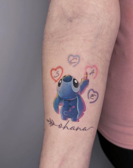 Ohana Lettering Tattoo and Letters with Hearts