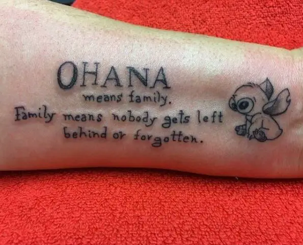 Ohana Meaning Lettering Tattoo Piece