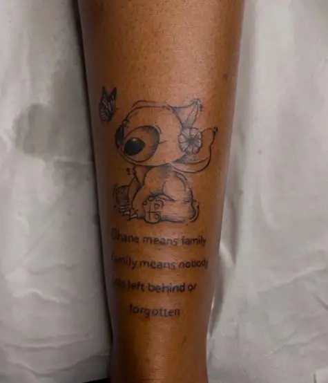 Ohana Meaning and Stitch Character Tattoo