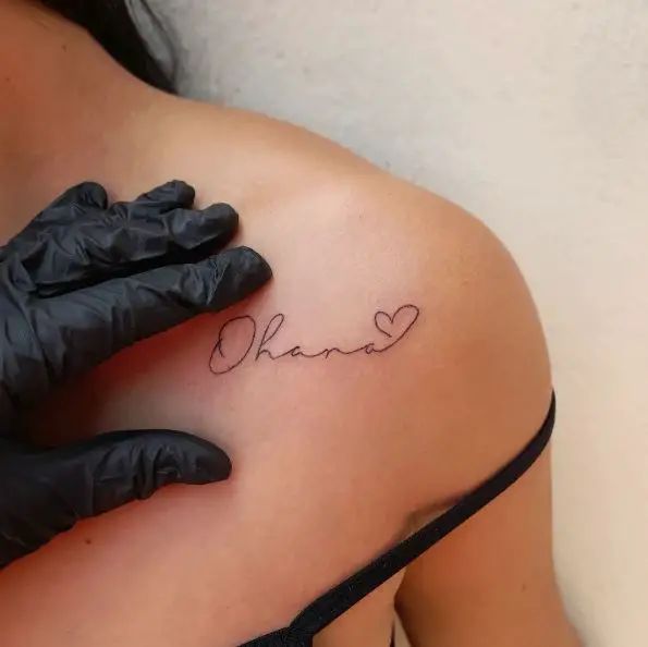 Ohana Shoulder Tattoo with a Heart