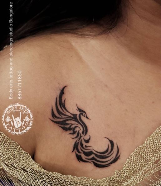 Phoenix Bird Chest Tattoo
