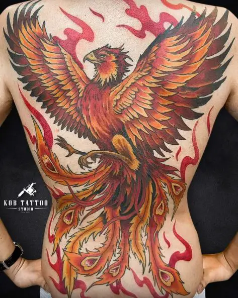 Phoenix Full Back Tattoo