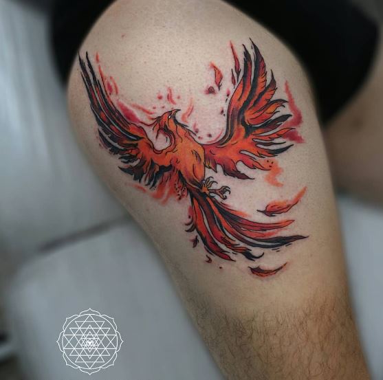 Phoenix with Fire Tattoo Piece