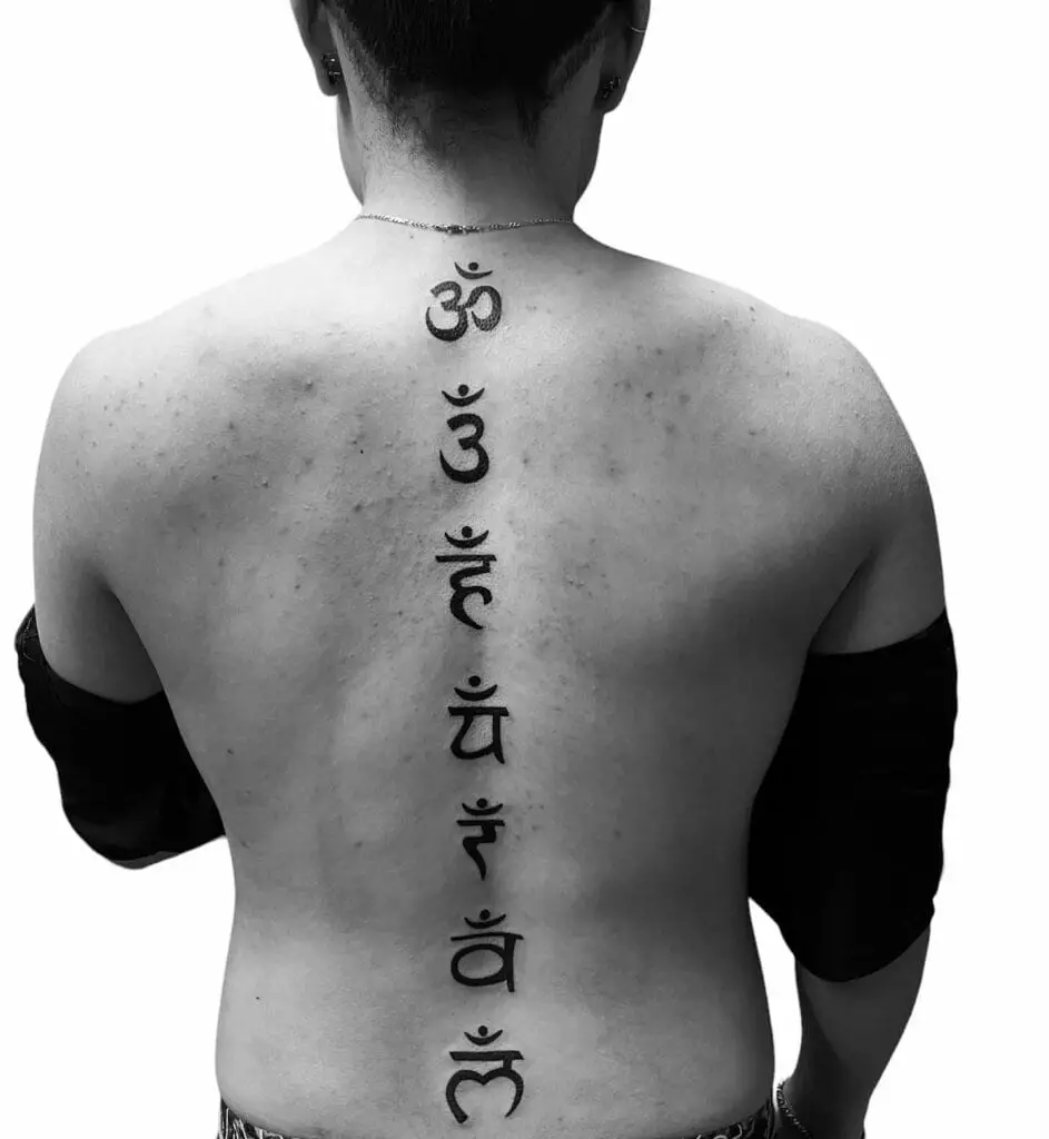 Seven Chakras Spine Tattoo
