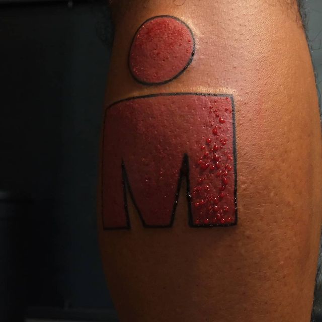 Simple M Dot Fresh Blood Tattoo