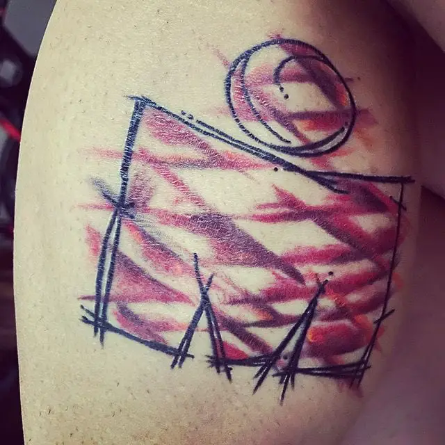 Simple M Dot Red Lines Tattoos