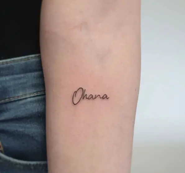 Simple Ohana Text Tattoo