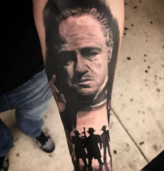 The Godfather Vito Corleone Portrait Tattoo