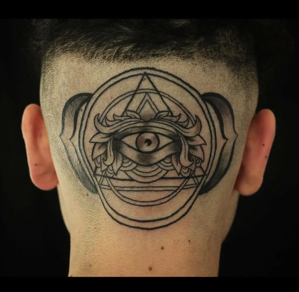 Third Eye Chakra Ajna Head Back Tattoo