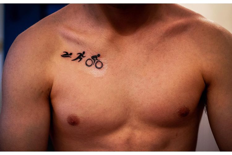 Triathlon Logo Chest Tattoo