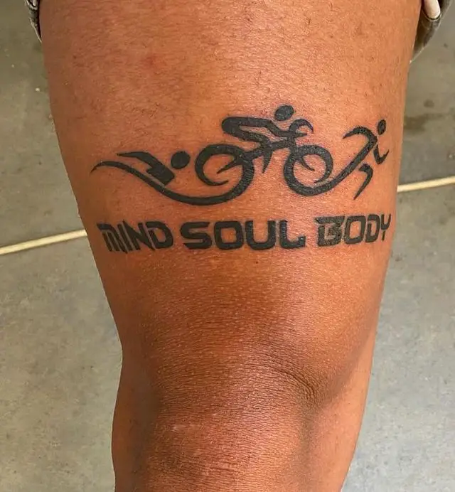 Triathlon Logo Leg Tattoo