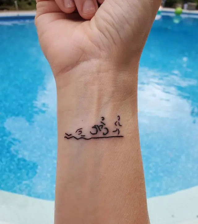 Triathlon Logo Never Give Up Tattoo