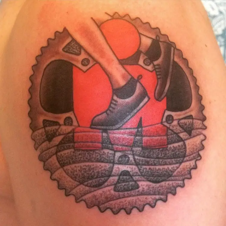 Triathlon Symbol Sprocket Tattoo