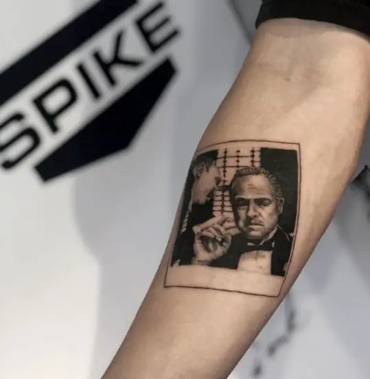 Vito Corleone Polaroid Image Forearm Tattoo