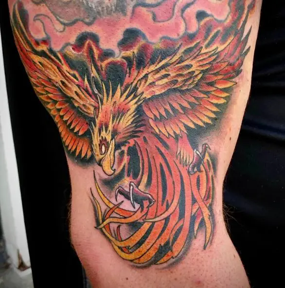 Wild Fiery Phoenix Tattoo