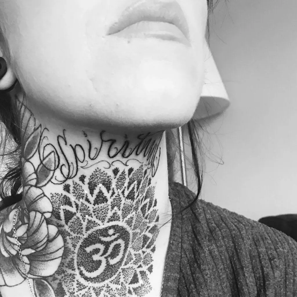 Crown Chakra Dotted Neck Tattoo
