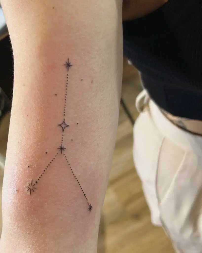 5 Moonlight Constellation Connected Arm Tattoo