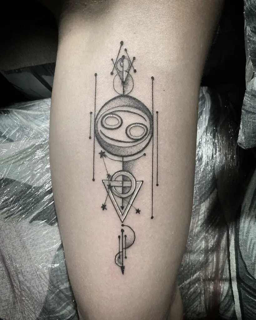Abstract Geometric Cancer Zodiac Sign Tattoo