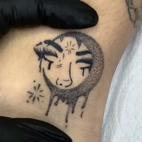 Aesthetic Melting Moon Witch Face Tattoo