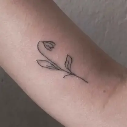 Basic Line Style of Snowdrop Flower Tattoo Design