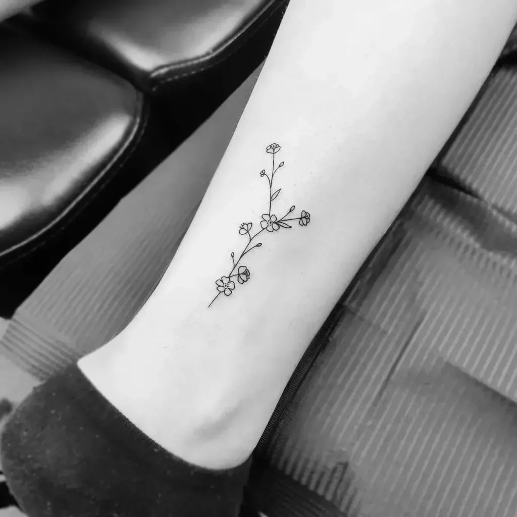 Cerise Small Wild Floral Flower Pattern Constellation Ankle Tattoo