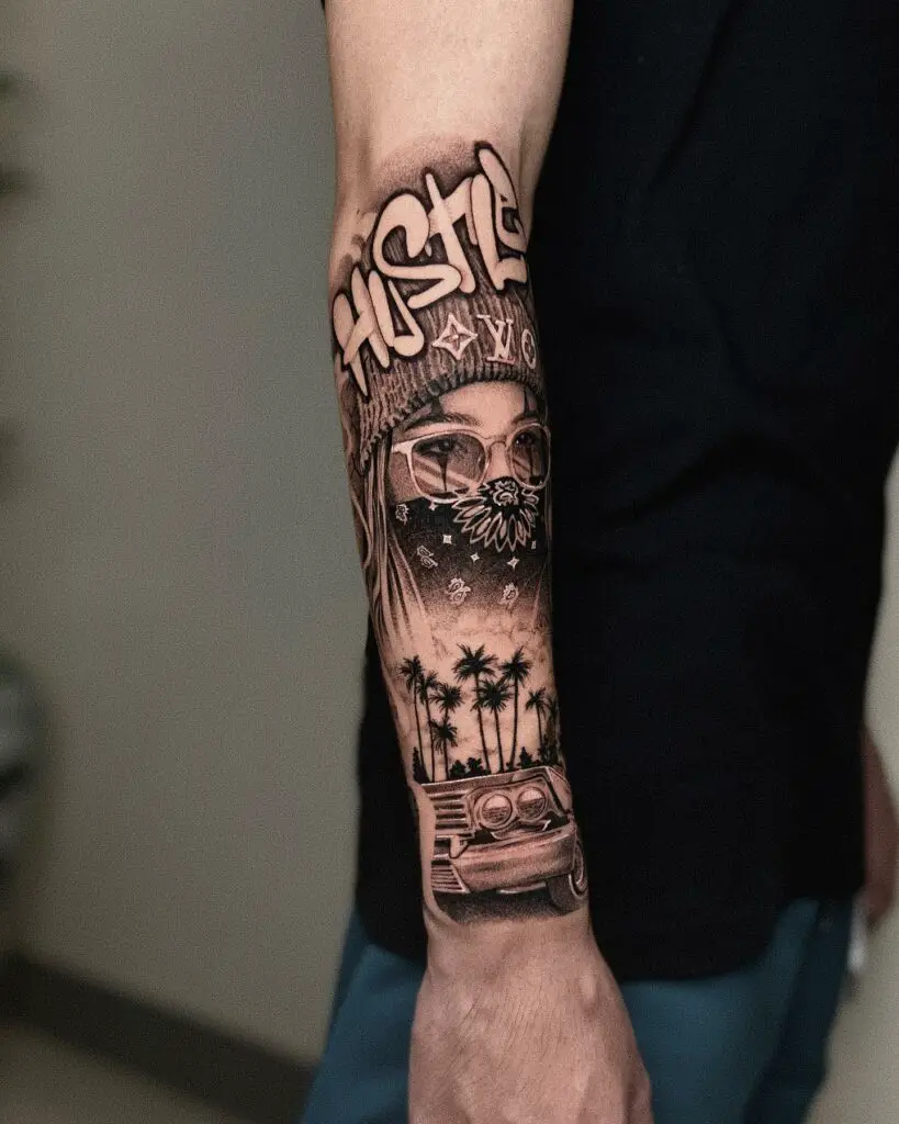 Detailed Chicano Street Arm Tattoo