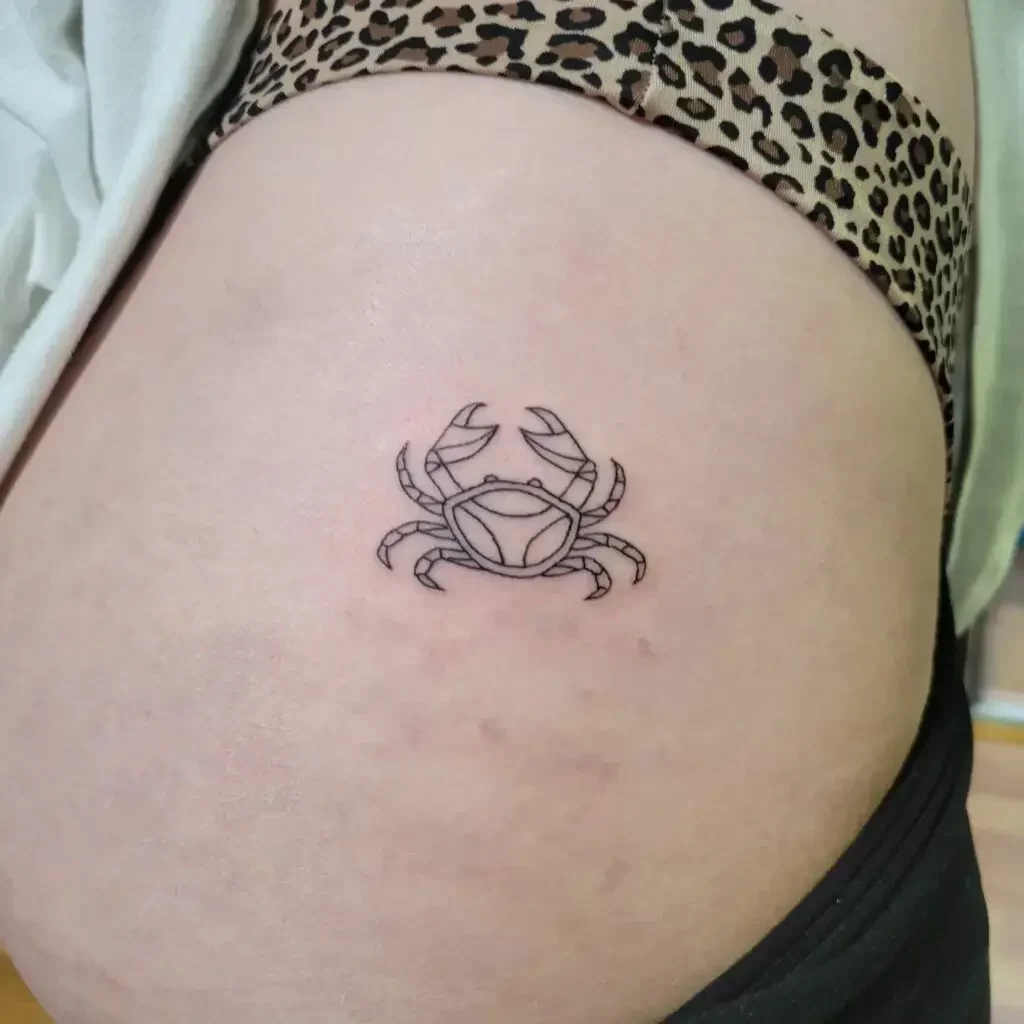 Detailed Outline Cancer Crab Butt Tattoo