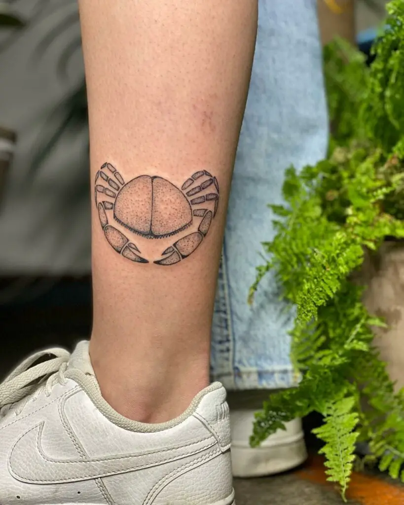 Dot Work Heart Shape Cancer Crab Leg Tattoo