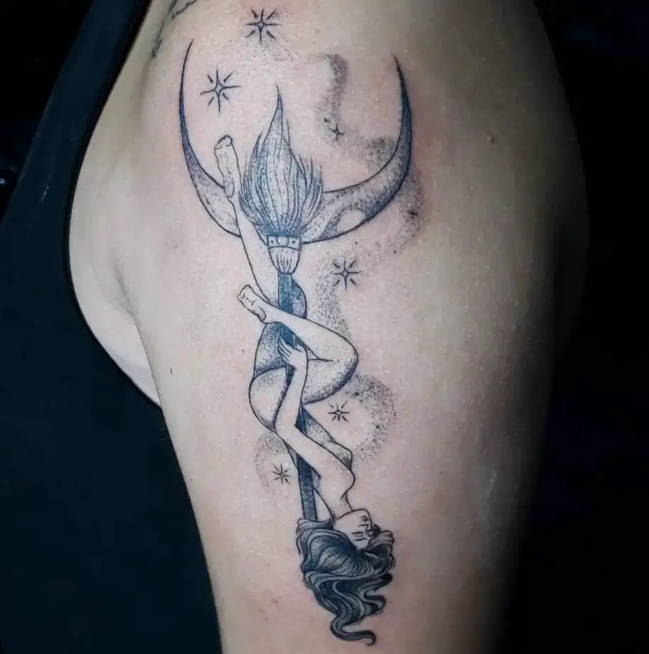 Falling Witch at Moonlight Tattoo