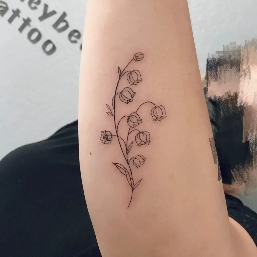 Fine Line Lily Of The Valley Flower Tattoo