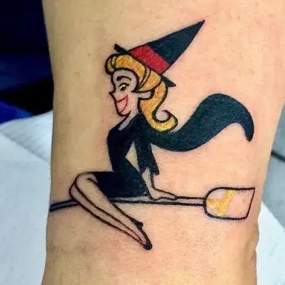 Flying Bewitched Colored Tattoo