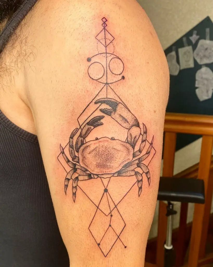 Geometric Cancer 3D Art Crab Zodiac Astrology Tattoo Design