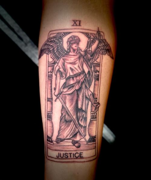 Justice Tarot Card Tattoo Piece