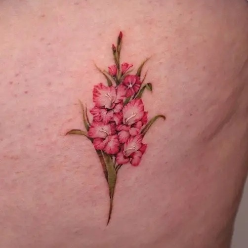 Lifelike Gladiolus Flower Tattoo Design